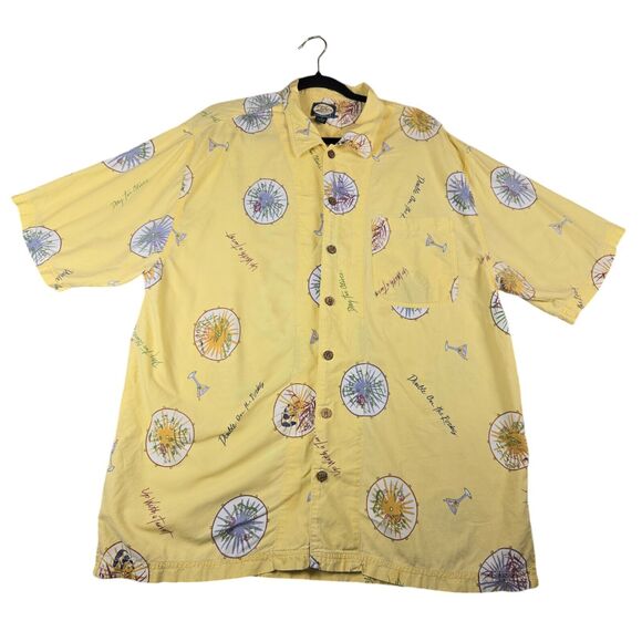 Tommy Bahamas Men’s XL Shirt All Over Martini Shaken Not Stirred Hawaiian Yellow - Picture 1 of 14